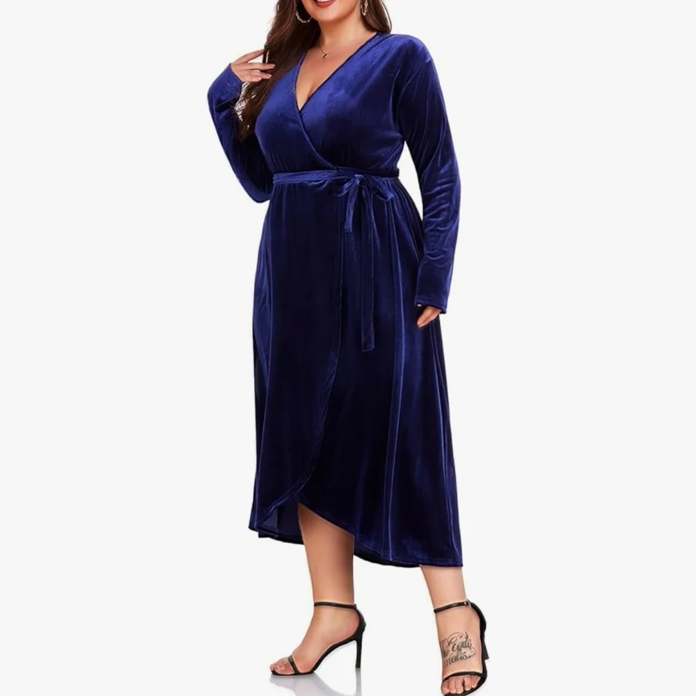WOMEN'S VELVET WRAP DRESS